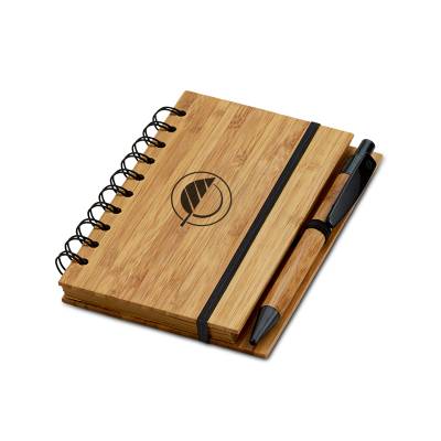 Bloco de Anotações Ecológico com Capa de Bambu e Caneta Personalizado
