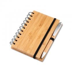 Bloco de Anotações em Bambu com Caneta Personalizado