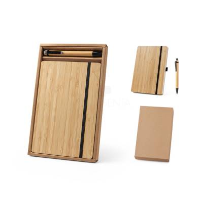 Caderno A5 Capa de Bambu com Caneta Personalizado