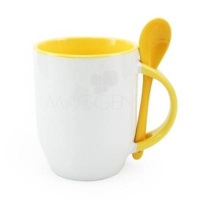 Caneca de Porcelana 325ml com Colher Personalizada