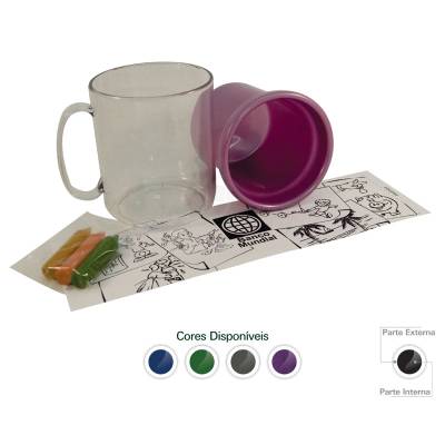 Caneca Infantil de Plástico 300ml para Colorir Personalizada