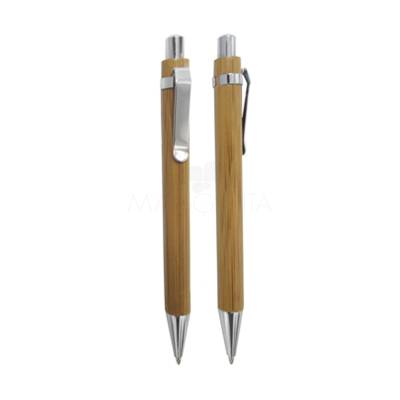 Caneta de Bambu com Detalhes em Metal Personalizada