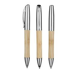 Caneta de Bambu Com Detalhes Em Metal Personalizada
