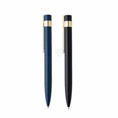 Caneta Esferográfica de Alumínio - Azul e Preto