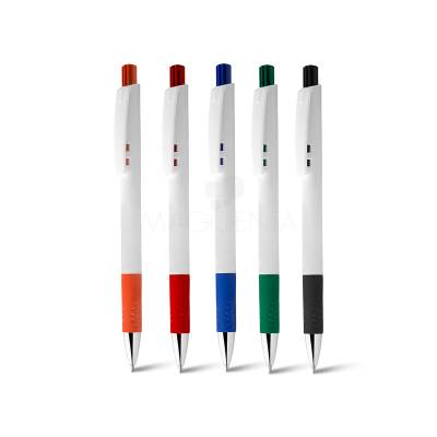 Caneta Plástica com Detalhe Colorido Personalizada