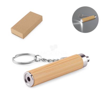 Chaveiro Bambu com Lanterna LED Personalizado