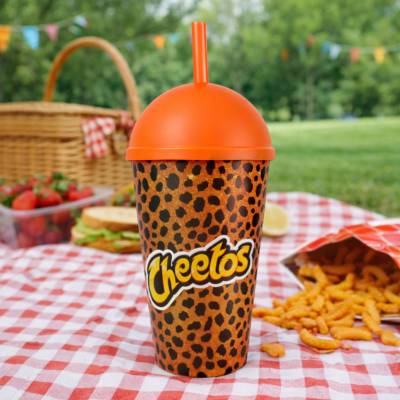 Copo Plástico 450ml com Tampa e Canudo Personalizado