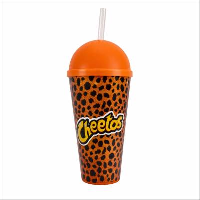 Copo Plástico com Tampa e Canudo 550ml Personalizado