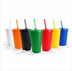 Copo Plástico Com Tampa e Canudo 550ml Personalizado