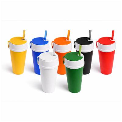 Copo Plástico com Tampa Porta Snacks 550ml Personalizado
