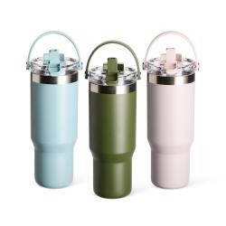 Copo Térmico de Aço Inox 900 Ml Com Tampa e Canudo Personalizado