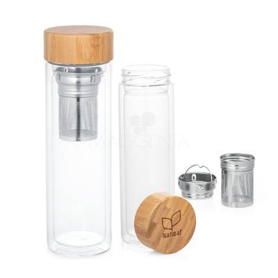 Garrafa de Vidro com Infusor 490ml Personalizada
