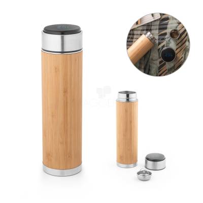 Garrafa Térmica de Aço Inox 430ml com Termômetro e Infusor Personalizada