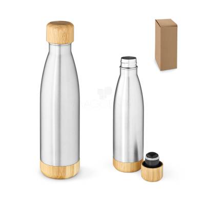 Garrafa Térmica de Aço Inox 800ml com Tampa de Bambu Personalizada