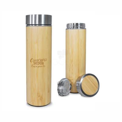 Garrafa Térmica de Bambu 500 ml Personalizada