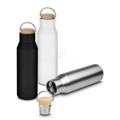 Garrafa Térmica Inox 600ml com Tampa de Bambu Personalizada