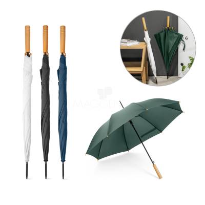 Guarda-Chuva Automático em PET Pongee com Cabo de Madeira Personalizado