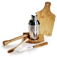 Kit Caipirinha com Tábua de Bambu e Coqueteleira Personalizado