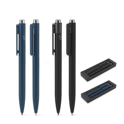 Kit Caneta Esferográfica e Sem Tinta Alumínio Reciclado Personalizado
