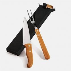 Kit Churrasco 2 Peças Com Cabo de Bambu Personalizado