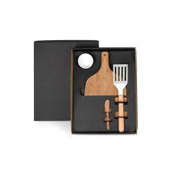Kit Churrasco 4 Peças em Bambu e Inox Personalizado