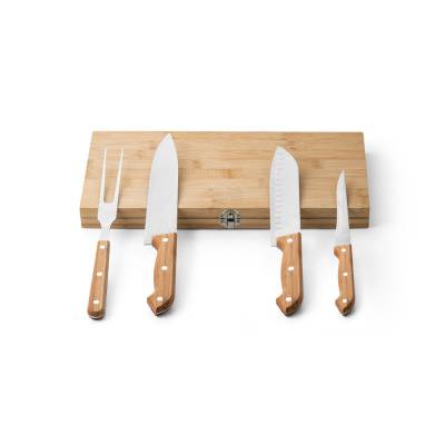 Kit Churrasco 4 Peças em Bambu Personalizado