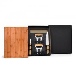 Kit Churrasco 5 Peças Bambu e Inox Personalizado