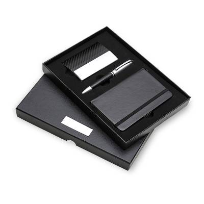 Kit Executivo com Porta-Cartões, Caneta e Caderneta Personalizado