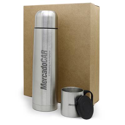 Kit Garrafa Térmica 1L e Caneca 180ml Personalizado