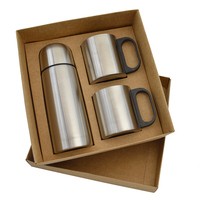 Kit Garrafa Térmica 350ml e 2 Canecas Inox Personalizado