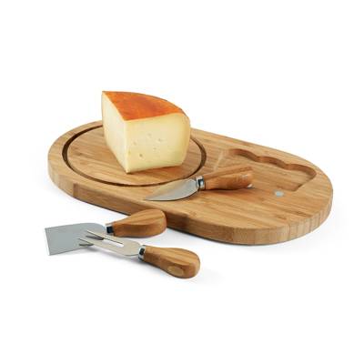 Kit Queijo 4 Peças com Base de Madeira Personalizado