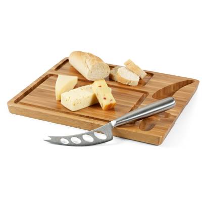 Kit Queijo com Tábua de Bambu e Faca Personalizado
