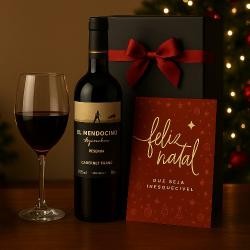 Kit Vinho Com Taça e Caixa de Presente Personalizado