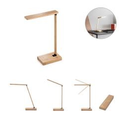 Luminária de Mesa Bambu Com Carregador Wireless Personalizada