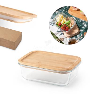 Marmita de Vidro com Tampa de Bambu 1L Personalizada