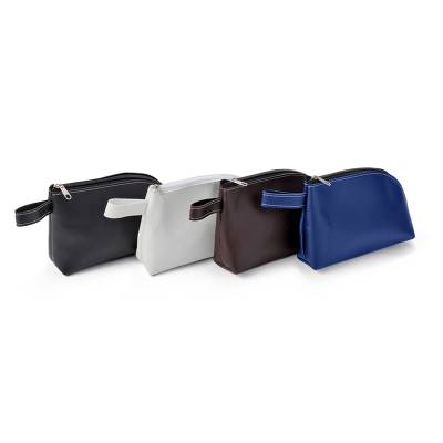 Necessaire de Material Sintético Preto com Alça Lateral Personalizada
