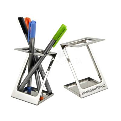 Porta Canetas em Aço Inox Personalizado
