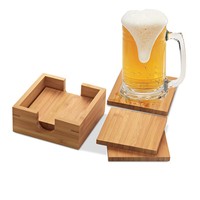 Porta Copo de Bambu 5 Peças Personalizado