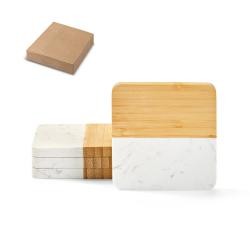Porta Copos Mármore e Bambu Personalizado
