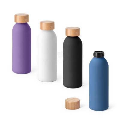 Squeeze Alumínio 550ml Tampa Bambu Personalizado